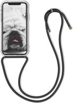 kwmobile telefoonhoesje compatibel met Apple iPhone X - Hoesje met koord - Back cover in transparant / zwart