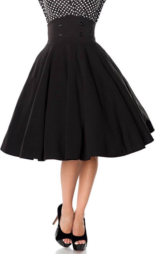 Belsira Circle Skirt Medium-lengte rok zwart L 80% polyester, 20% elastaan Rockabilly