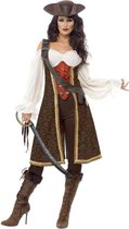 Smiffy's - Piraat & Viking Kostuum - Dolle Deerne Kolkende Zee Piraat - Vrouw - Bruin - XL - Carnavalskleding - Verkleedkleding