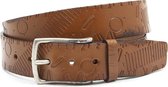 Stoere jeans riem tabak bruin 4 cm breed - Cognac  - Echt Leer - Taille: 105cm - Totale lengte riem: 120cm