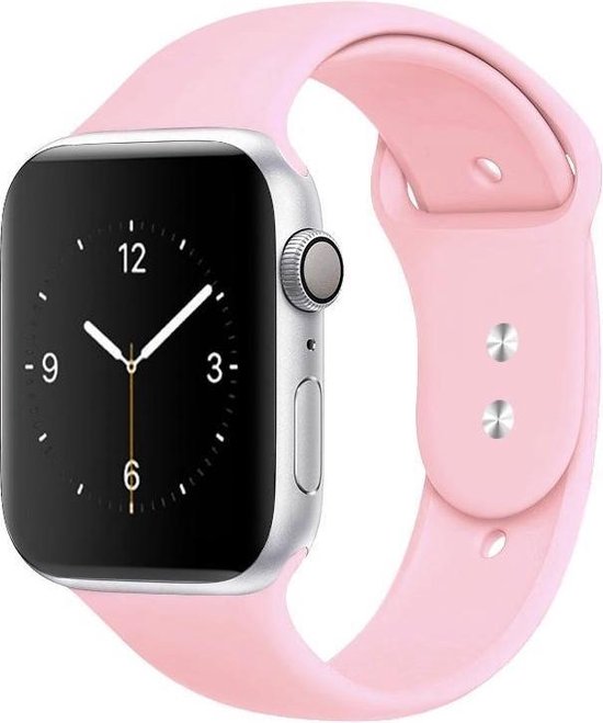 Band geschikt voor Apple Watch SE - silicone band - roze - Maat: 42 - 44mm  - M/L | bol.com