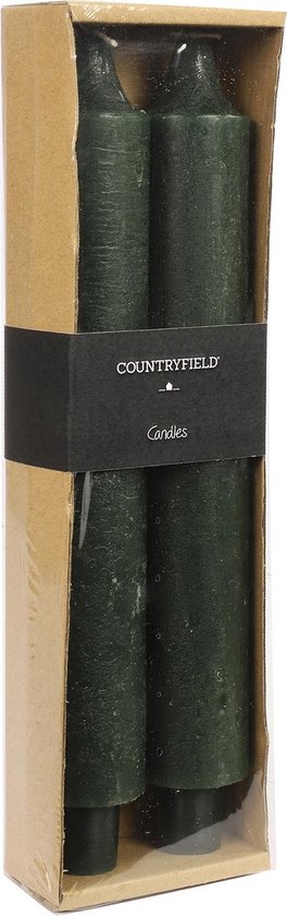 Kaarsen - set van 2 stuks - Donkergroen - dinerkaarsen - Countryfield 25 cm