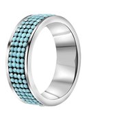 Stalen ring turquoise kristal