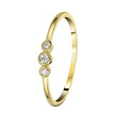 Lucardi Dames Ring goldplated met zirkonia - Ring - Cadeau - Moederdag - Echt Zilver - Goudkleurig