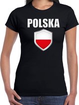 Polen landen supporter t-shirt met Poolse vlag schild zwart dames M