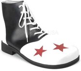 One Size | CLOWN-02 | Adult Blk-Wht Pu W/Red Stars Clown Shoe