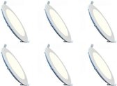 LED Downlight Slim 6 Pack - Inbouw Rond 3W - Dimbaar - Natuurlijk Wit 4200K - Mat Wit Aluminium - Ø83mm - BSE