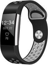 Siliconen Smartwatch bandje - Geschikt voor  Fitbit Charge 2 sport band - zwart/grijs - Maat: S - Horlogeband / Polsband / Armband