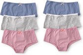 Little Label Ondergoed Meisjes - Onderbroeken Meisjes Maat 122-128 - roze,blauw,grijs - Zachte BIO Katoen - 6 Stuks - Hipsters - Voordeelset