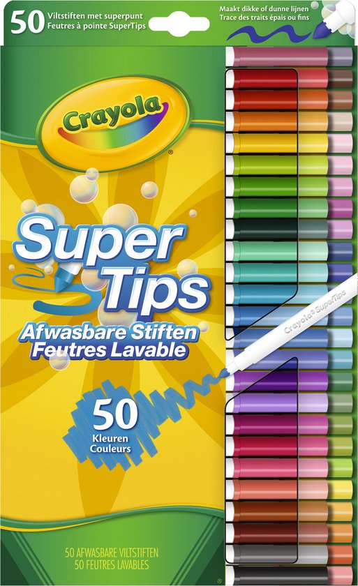 Crayola - Supertips - Viltstiften - 50 Wasbare Viltstiften - Voor Kinderen - Crayola