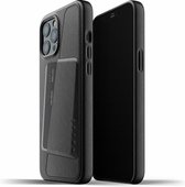 Mujjo - Leather Wallet iPhone 12 Pro Max - Zwart