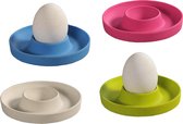 4x Coquetiers couleur mélamine 10 x 2 cm - Mettre la table - Coquetiers ronds colorés - Petit déjeuner