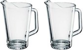 2x Glazen water karaffen van 1,5 L Conic- Sapkannen/waterkannen/schenkkannen - Pitcher/Pitchers