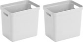 4x Witte opbergboxen/opbergdozen/opbergmanden kunststof - 25 liter - opbergen manden/dozen/bakken - opbergers