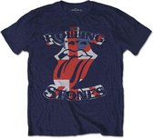 The Rolling Stones Heren Tshirt -M- British Flag Tongue Blauw