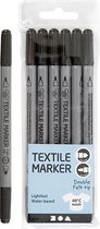 Textielstiften. zwart. lijndikte 2.3+3.6 mm. 6 stuk/ 1 doos