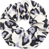 Scrunchie luipaardprint  — Wit met Lila