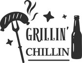 Muursticker grillin chillin in de kleur zwart