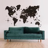 Wereldkaart 2D - Kurk Zwart - L (150 x 90 cm)