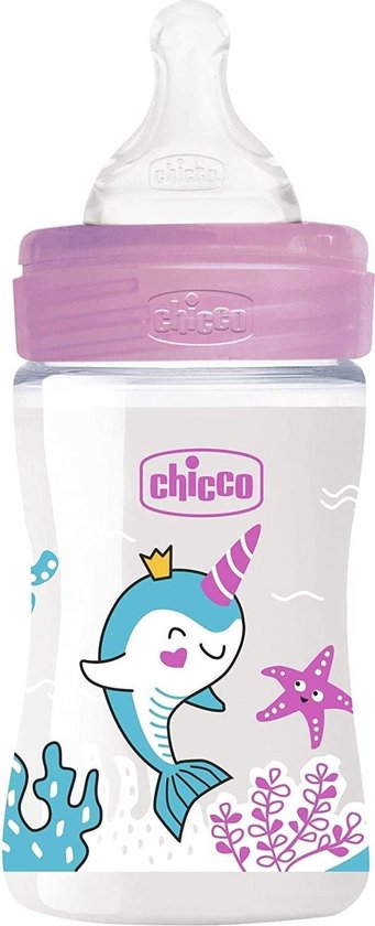 Chicco Zuigfles Glas Transparant/roze 150 Ml (0m+)