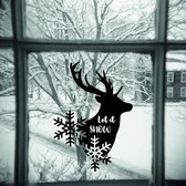 Raamsticker kerst A4 - Rendier Let it Snow | Kerst stickers | kerststickers raam | Gratis Verzending!