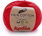 Katia Fair Cotton 4 - rood - 1 bol = 50 gr. = 155 m. - 100% biol. katoen