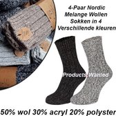 4-Paar Nordic Melange Wollen Sokken in 4 Verschillende kleuren 35-38