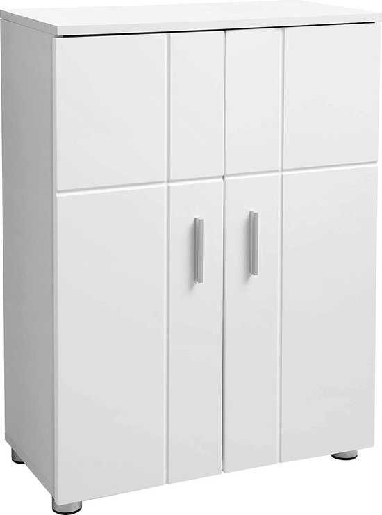 Hangende Badkamer Kast Gemonteerd aan de Muur of Wand met Scharnierdemping - Glanzend Wit