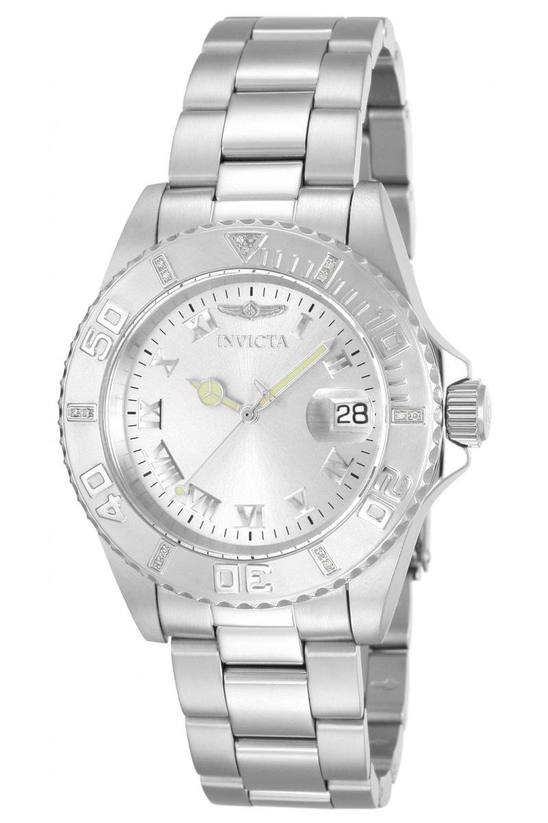 Invicta Pro Diver 12819 Dames Horloge - Waterdicht - Analoog - Quartz Uurwerk - Roestvrij Staal met zilveren Wijzerplaat - 40mm