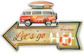 HAES deco - Retro Metalen Muurdecoratie - Vintage Hippy Beach Bus - Western Deco Vintage-Decoratie - 48 x 30 x 5 cm - WD878