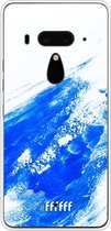 HTC U12+ Hoesje Transparant TPU Case - Blue Brush Stroke #ffffff