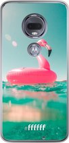 Motorola Moto G7 Hoesje Transparant TPU Case - Flamingo Floaty #ffffff