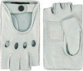Leren autohandschoenen dames met halve vingers model Las Vegas Color: Bone, Size: 8.5