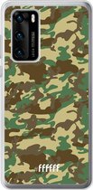 Huawei P40 Hoesje Transparant TPU Case - Jungle Camouflage #ffffff
