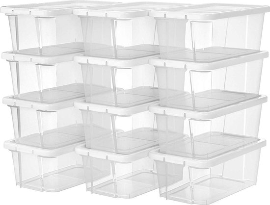 gemakkelijk woede Planeet Schoenenbox met Deksel - 12 Stuks - Stapelbare Opbergdozen - 36 x 22 x 13.5  cm - Wit /... | bol.com