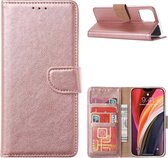 Xssive Telefoon Boek Hoesje met pasjeshouder/kaarthouder voor Apple iPhone 12 Mini - Book Case  - Rose Goud