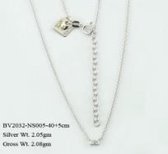 Twice As Nice Halsketting in rosé zilver, baguette zirkonia  40 cm+5 cm