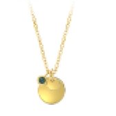 Twice As Nice Halsketting in goudkleurig edelstaal, rondjes, groene kristal  36 cm+4 cm