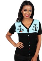 Voodoo Vixen Cardigan -L- Josephiene kitchen kitten Zwart/Blauw