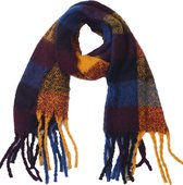 Dielay - Zachte Sjaal Geruit - 190x50 cm - Blauw en Bruin