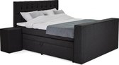 Opberg Boxspring Deluxe 200x220 zwart + tv lift + Hockers 2x