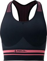 Iron-ic Sportbeha Dames Polyamide/elastaan Zwart/roze Mt M/l