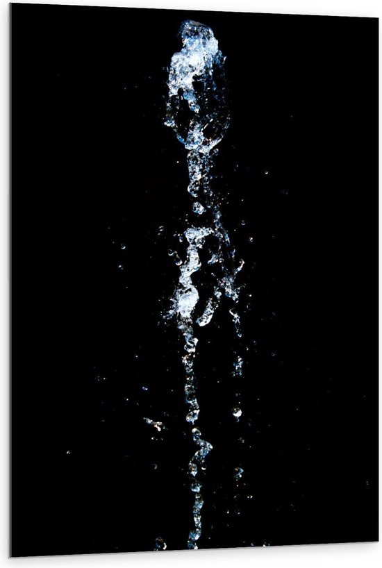 Dibond - Zwarte Achtergrond met Vallend Water - 80x120cm Foto op Aluminium (Wanddecoratie van metaal)
