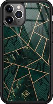 iPhone 11 Pro Max hoesje glass - Abstract groen | Apple iPhone 11 Pro Max  case | Hardcase backcover zwart