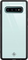 Samsung S10 Plus hoesje glass - Pastel blauw | Samsung Galaxy S10+ case | Hardcase backcover zwart