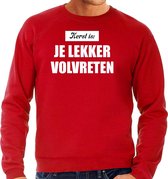 Kerst is: je lekker volvreten Kerst sweater / Kersttrui rood voor heren - Kerstkleding / Christmas outfit L