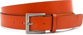 Sportieve oranje jeansriem 3.5 cm breed - Oranje - Casual - Echt Leer - Taille: 120cm - Totale lengte riem: 135cm