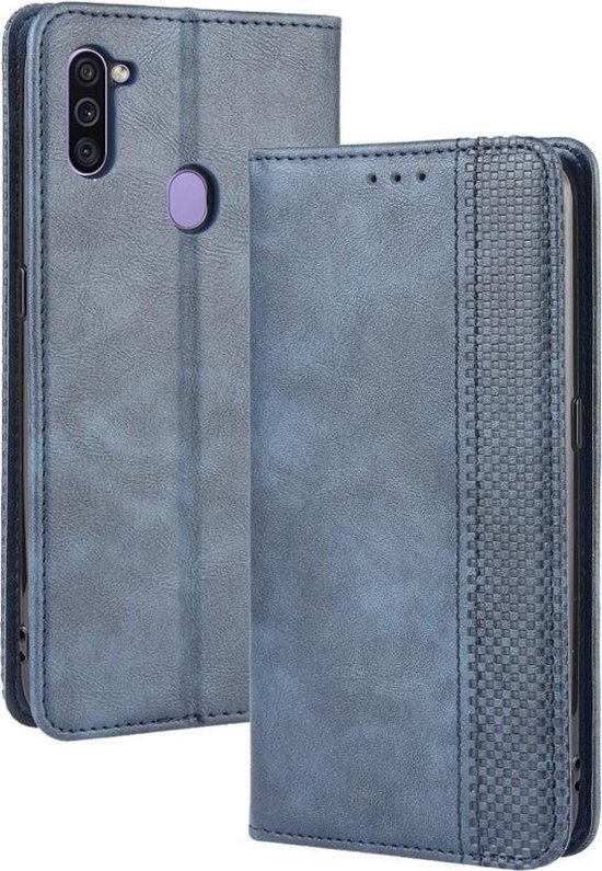 Coverup Vintage Book Case - Geschikt voor Samsung Galaxy M11 / A11 Hoesje - Blauw