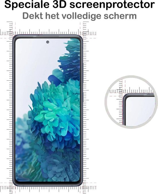 Speciale 3D screenprotector, dekt het volledige scherm. Met liniaal op de zijkant van de telefoon.
