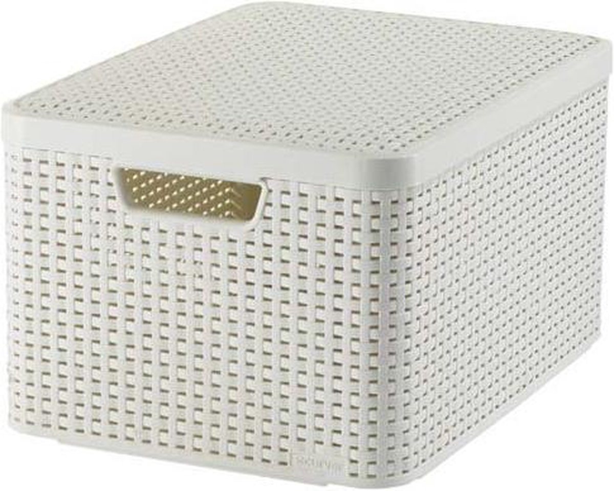 Natural-Style - Mand - L - Wit - 44,2x33,2x24,9 - Kunststof - (set van 3).